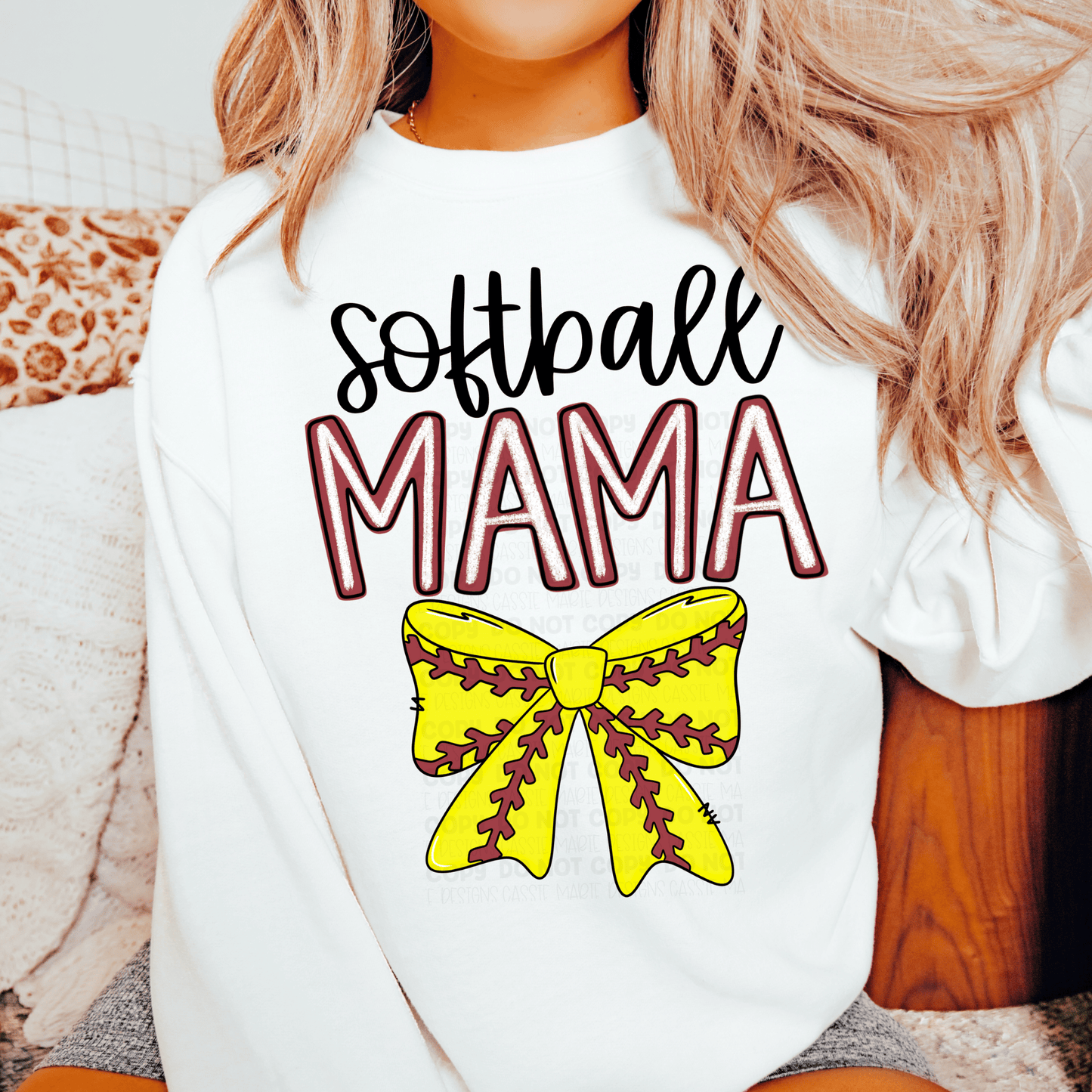 Softball Mama Bow PNG