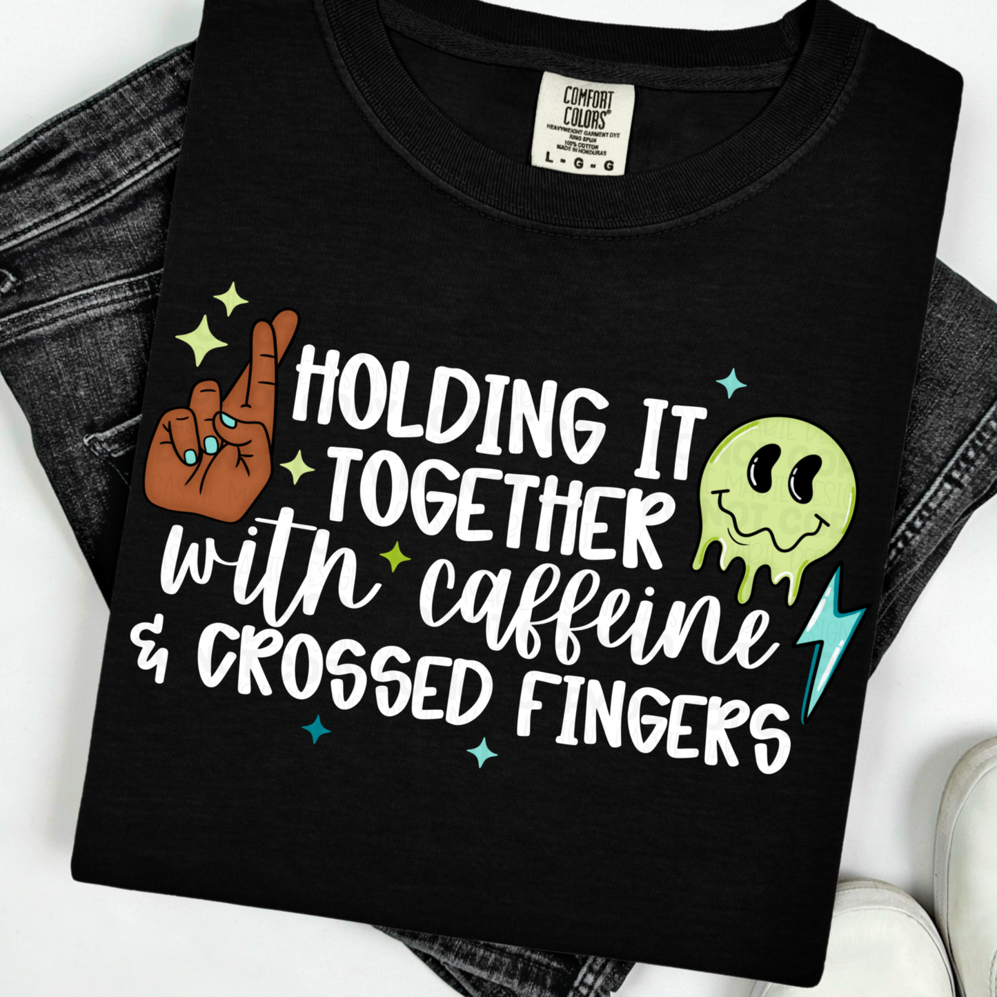 Holding It Together With Caffeine and Crossed Fingers PNG