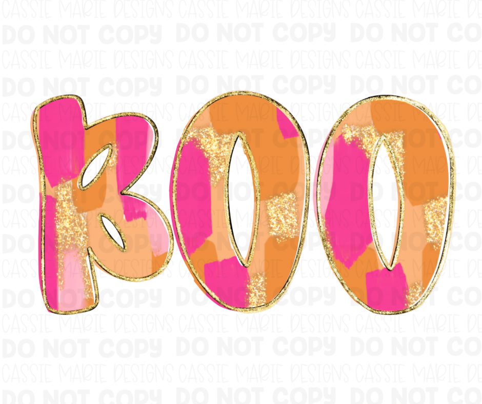 Gold brush stroke “boo” png