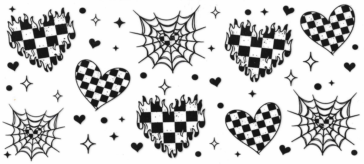 Checkered Hearts and Webs Wrap 2378