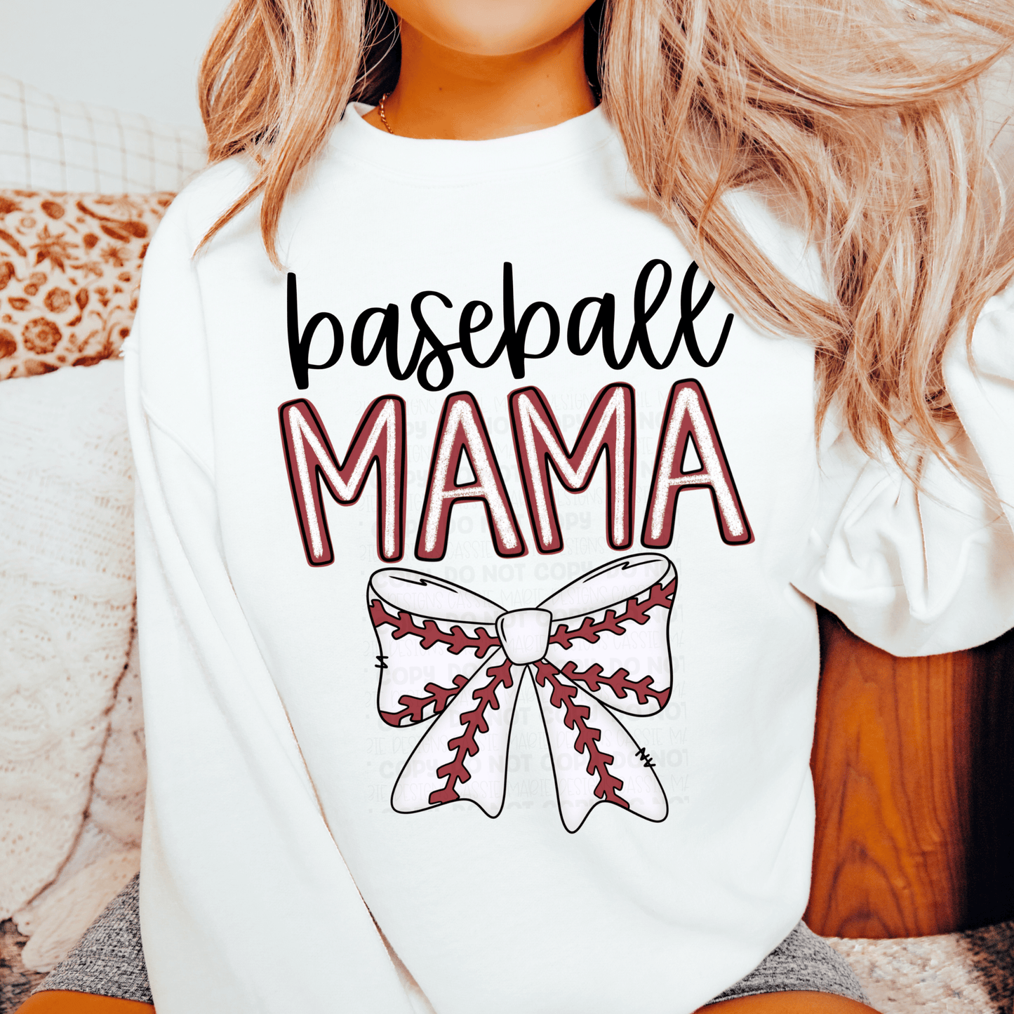 Baseball Mama Bow PNG