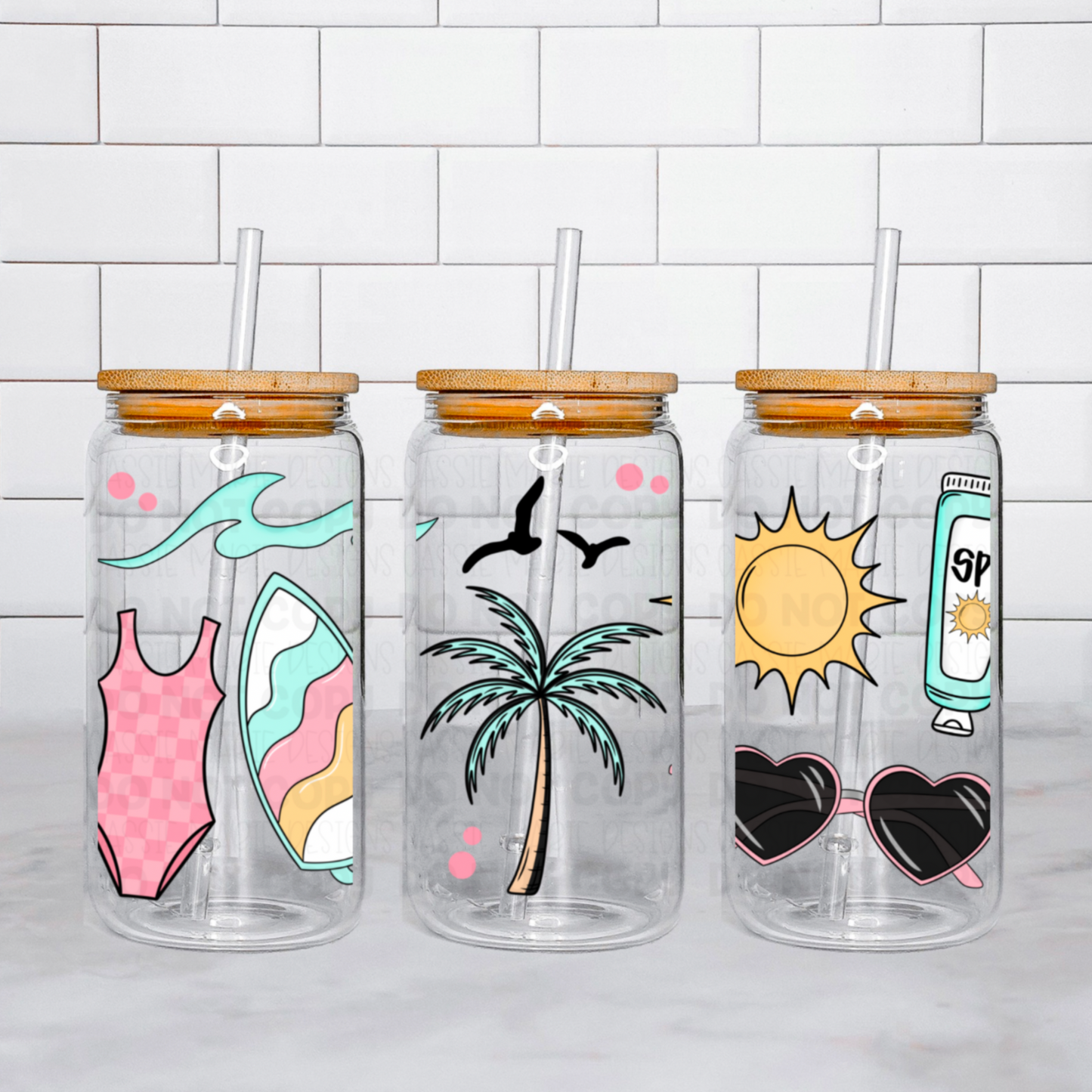 Girly Summer 16 oz Wrap PNG