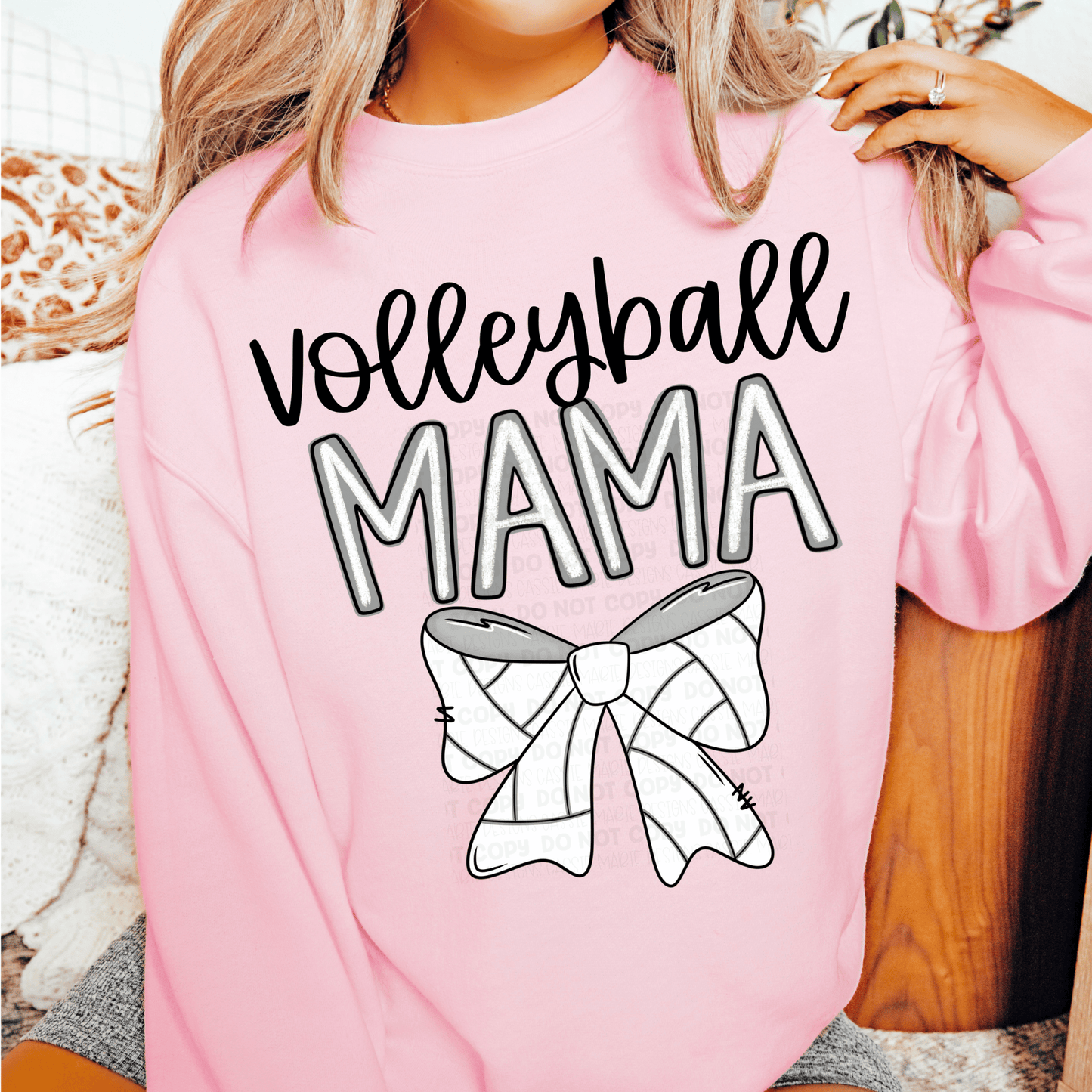 Volleyball Mama Bow PNG