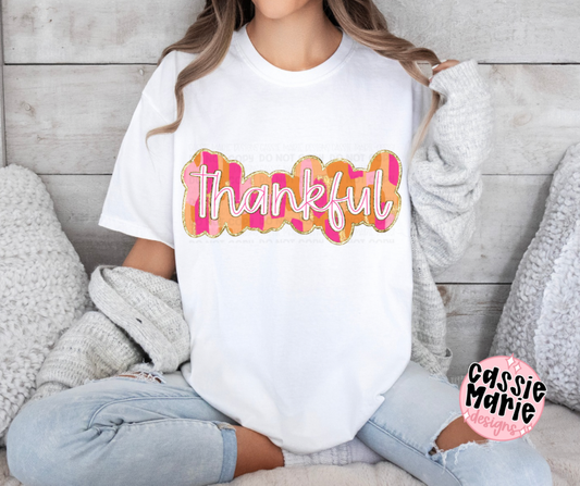 Gold brush stroke “thankful” png