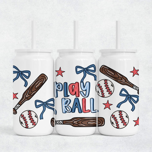Play Ball 16oz Tumbler Wrap PNG