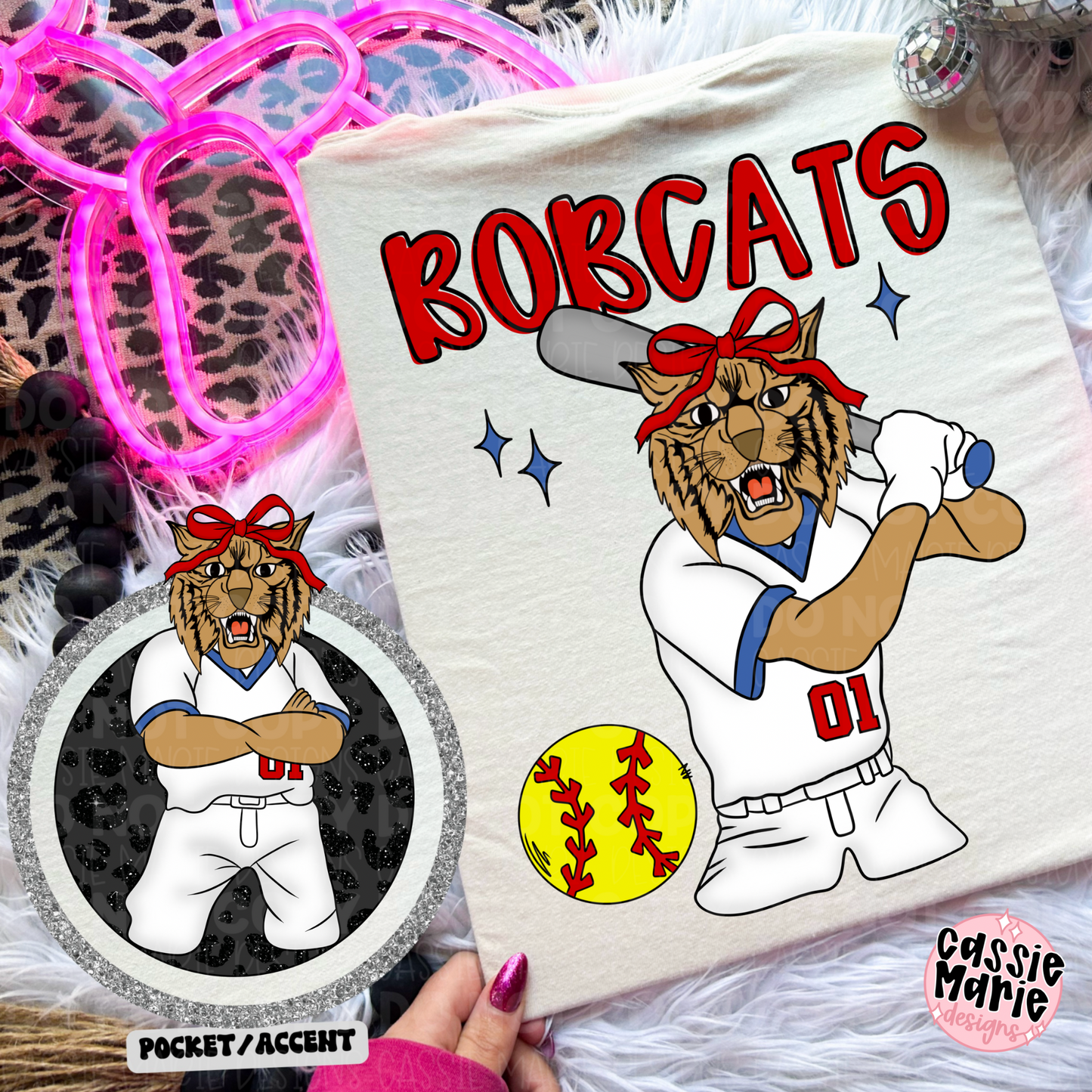 Bobcat With Bow Softball PNG