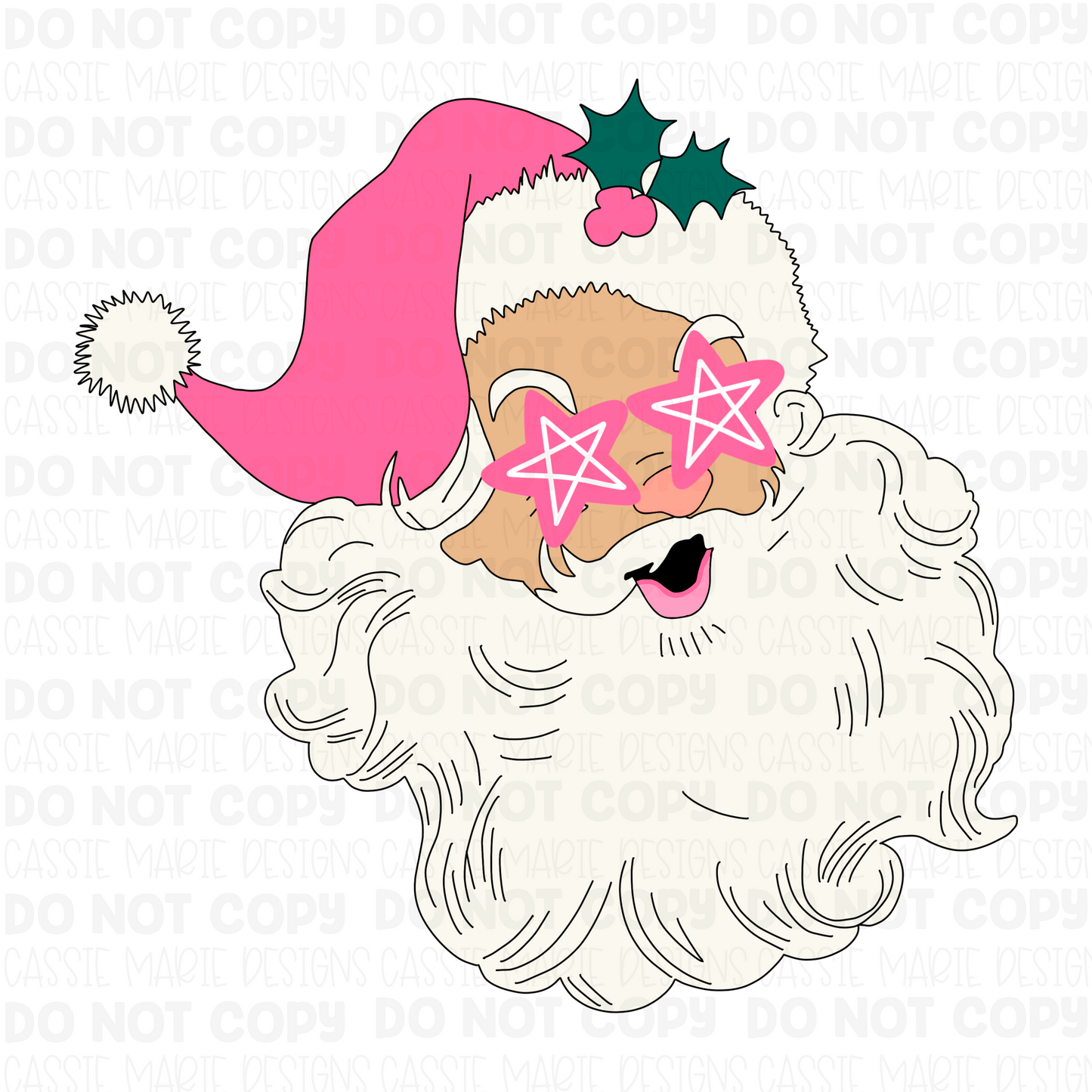 Preppy star-eyed santa png