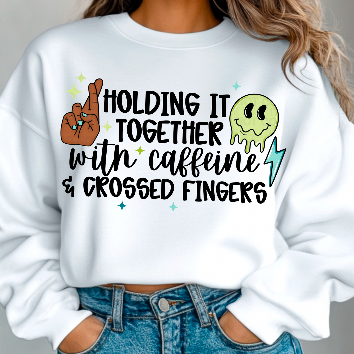 Holding It Together With Caffeine and Crossed Fingers PNG