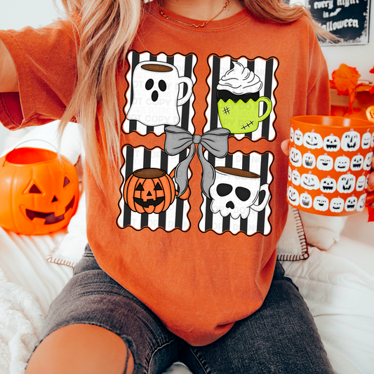 Coquette Halloween Coffee PNG