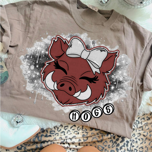 Arkansas Hogs Splatter PNG