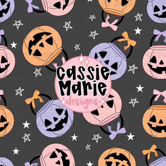 Pumpkin baskets seamless pattern