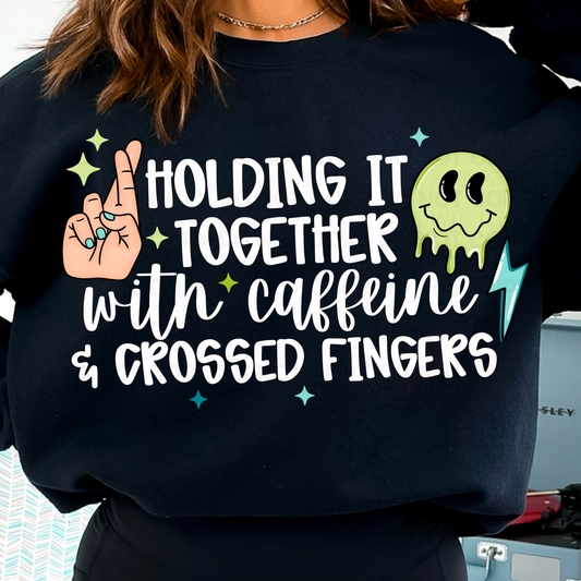 Holding It Together With Caffeine and Crossed Fingers PNG
