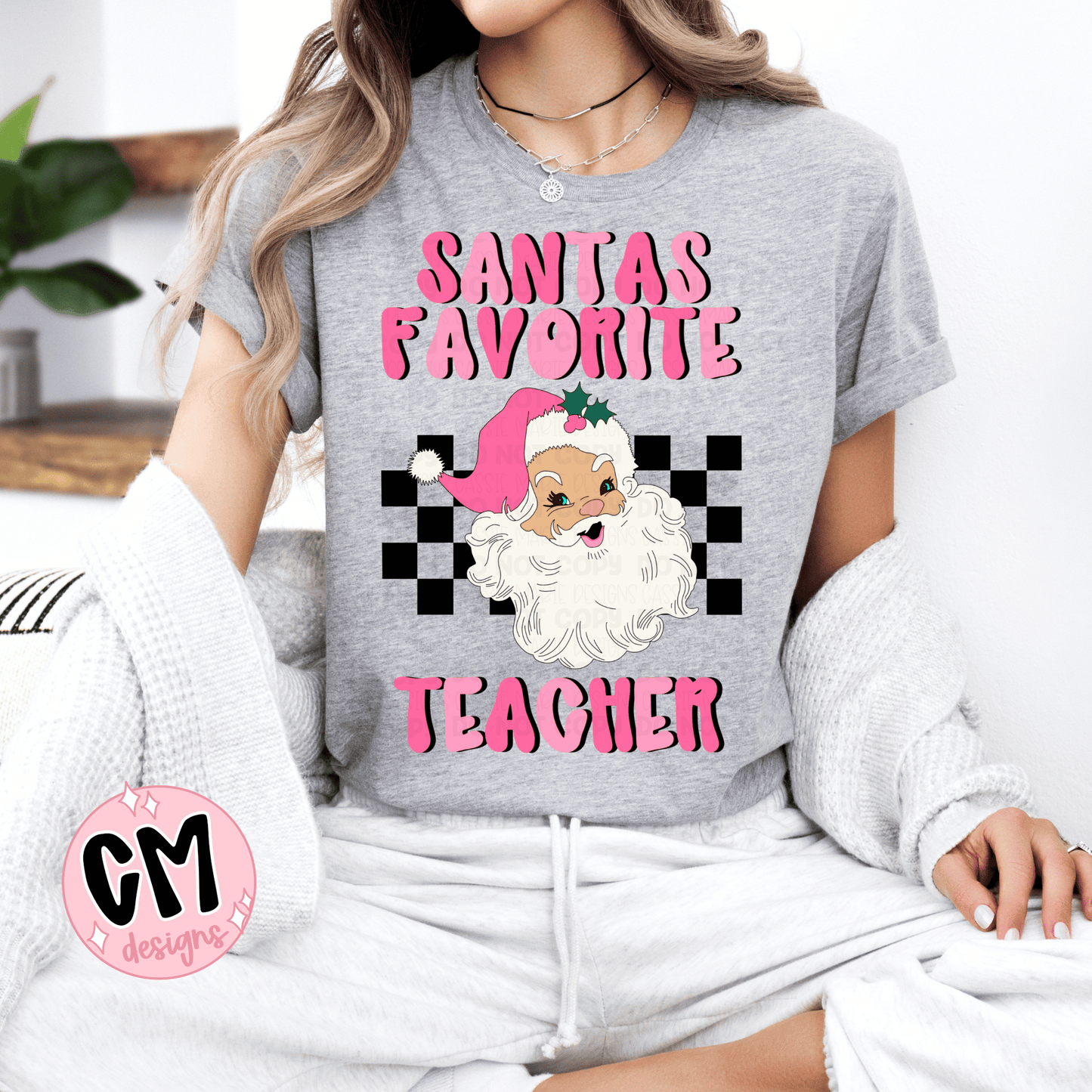 Santa’s favorite teacher png | Teacher christmas png