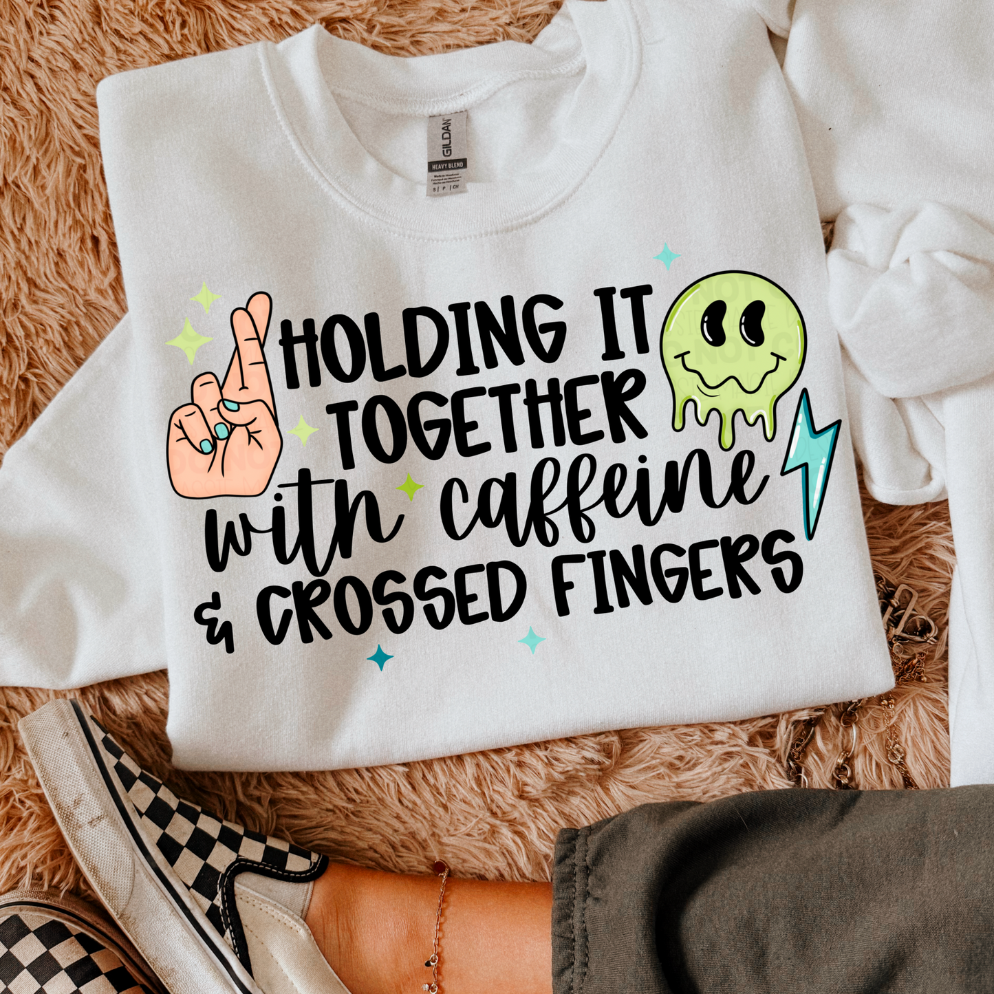 Holding It Together With Caffeine and Crossed Fingers PNG