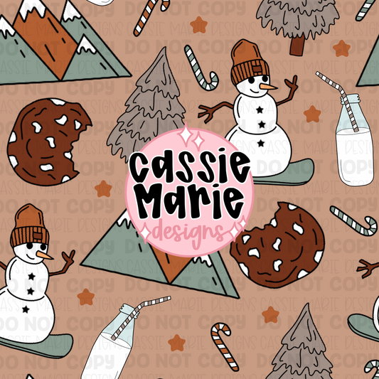 Winter snowman seamless pattern